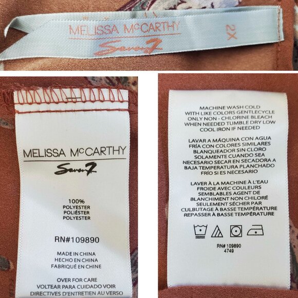 Melissa McCarthy Seven 7 Womens Bird print Pleated Ruffle Sleeve Top Blouse 2X - Picture 6 of 11